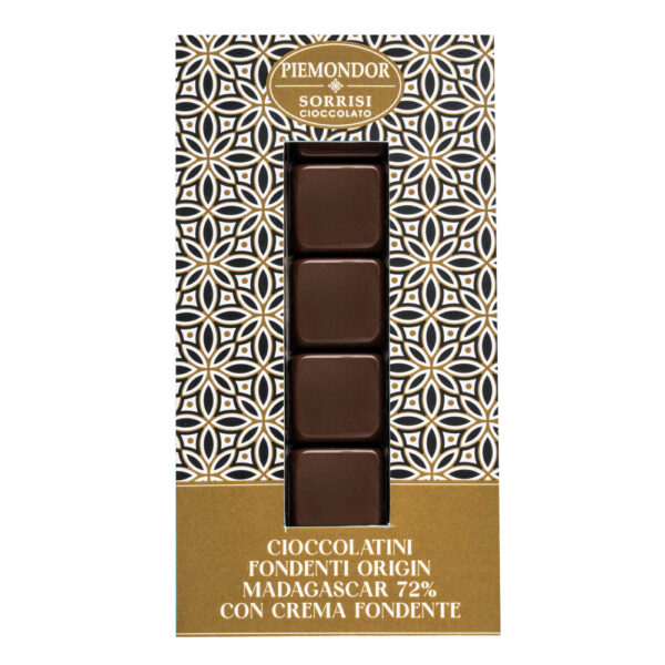 Piemondor - Sorrisi Cioccolato - Cioccolatini fondenti origin Madagascar con crema fondente