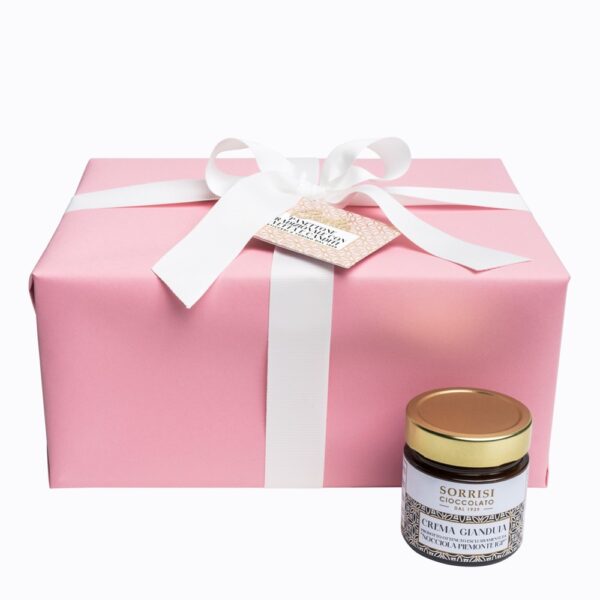 Box con colomba classica e vaso di crema gianduia