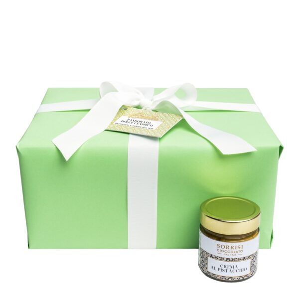 Box con colomba classica e vaso di crema gianduia